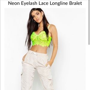 Boohoo Neon Eyelash Lace Longline Bralet